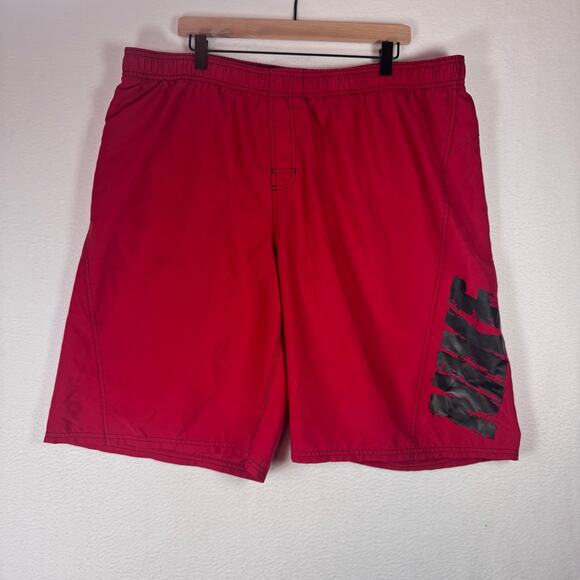 Vintage 90’s Nike Men’s Sz XXL Center Swoosh Swim Trunks Red Swimming - Picture 1 of 8